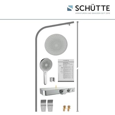 Schutte SAMOA RAIN douchesysteem met thermostatisch planchet | chroom-licht grijs
 - 60570 60570 - thumbnail
