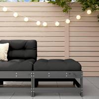 Tuinvoetenbank met kussen massief grenenhout grijs - thumbnail