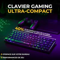 Draadloos gamingtoetsenbord - Membraan - THE G-LAB - KEYZ HYDROGEN - 60% formaat - AZERTY - Verlicht - Zwart - thumbnail