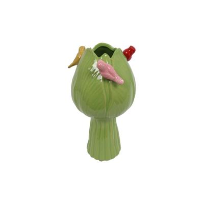 Vaas tulp met vogels S groen Ø11cm