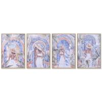 Schilderij Home ESPRIT Blauw Wit Arabisch chica (4 Stuks) - thumbnail