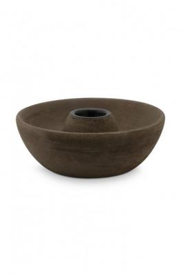 Vtwonen Candle holder round brown with black 10cm