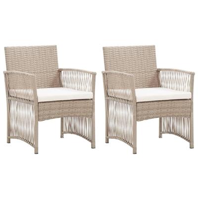 Tuinstoelen met kussens 2 st poly rattan beige