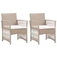 Tuinstoelen met kussens 2 st poly rattan beige - thumbnail