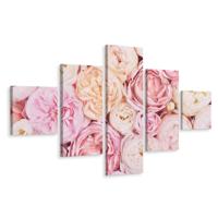 Schilderij - Bloemen in pastel, 5luik, premium print - thumbnail