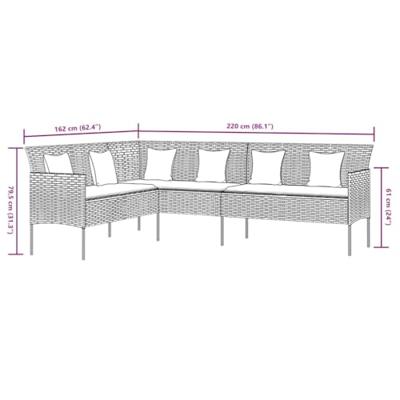 2-delige Tuinset met kussens poly rattan grijs