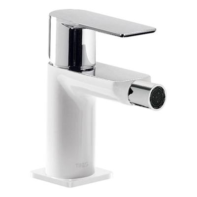 Bidetmengkraan Tres Loft Colors 1-Hendel Bidet Uitloop Recht 8 cm Rond Wit Chroom