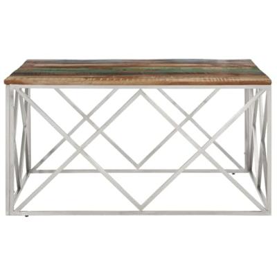 Salontafel roestvrij staal en gerecycled hout zilverkleurig