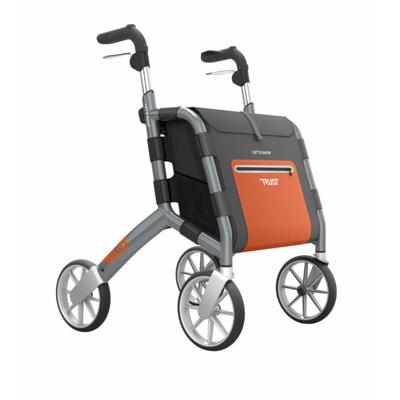 Rollator Let's Shop (6,9 kg) | TrustCare | Grote tas | Weggewerkte remkabels | Design | Grijs | TCLS102
