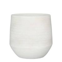 Mica Decorations Evora Bloempot - 37x37x34 cm - Terracotta - Wit - thumbnail