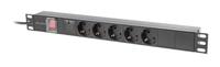 Lanberg PDU-05F-0200-BK energiedistributie 5 AC-uitgang(en) 1U Zwart - thumbnail