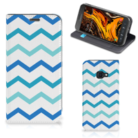 Samsung Galaxy Xcover 4s Hoesje met Magneet Zigzag Blauw - thumbnail