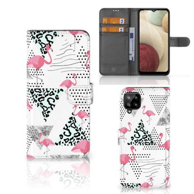 Samsung Galaxy A12 | Telefoonhoesje | Met pasjeshouder | Flamingo Triangle