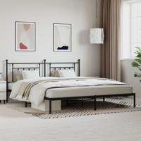Bedframe met hoofdbord metaal zwart 193x203 cm - thumbnail