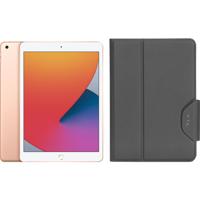 Apple iPad (2020) 10.2 inch 128 GB Wifi Goud + Targus VersaVu Book Case Zwart - thumbnail