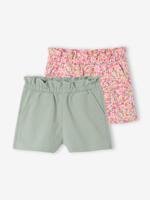 Set van 2 meisjesshorts saliegroen - thumbnail
