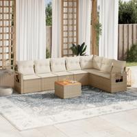 8-delige Loungeset met kussens poly rattan beige - thumbnail