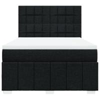 Boxspring met matras stof zwart 140x190 cm - thumbnail