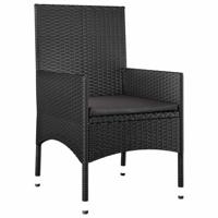 4-delige Loungeset met kussens poly rattan zwart - thumbnail