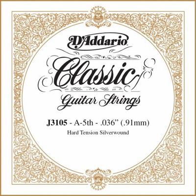 D&apos;Addario J3105 Rectified Classical Guitar Single String Klassieke gitaar snaar, Hard Tension, 5th String