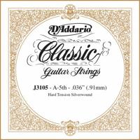 D&apos;Addario J3105 Rectified Classical Guitar Single String Klassieke gitaar snaar, Hard Tension, 5th String - thumbnail