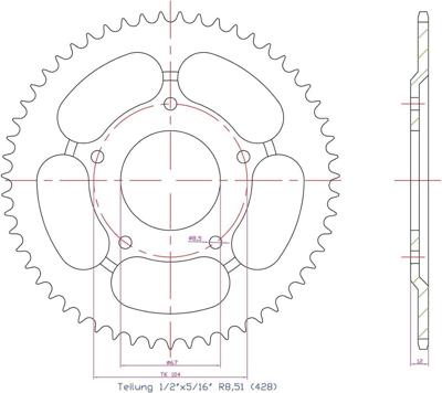 ESJOT Chain wheel 428 55z steel silver