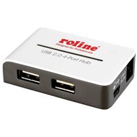 ROLINE USB 2.0 Hub, Black and White, 4 poorts, met voeding - thumbnail