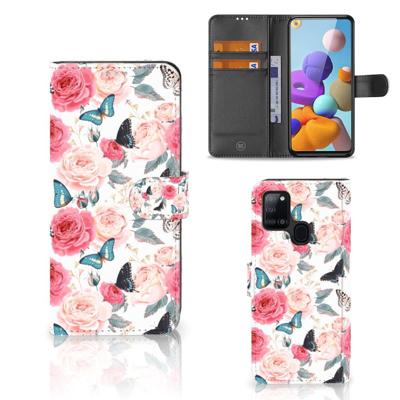 Samsung Galaxy A21s Hoesje Butterfly Roses