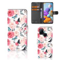 Samsung Galaxy A21s Hoesje Butterfly Roses - thumbnail