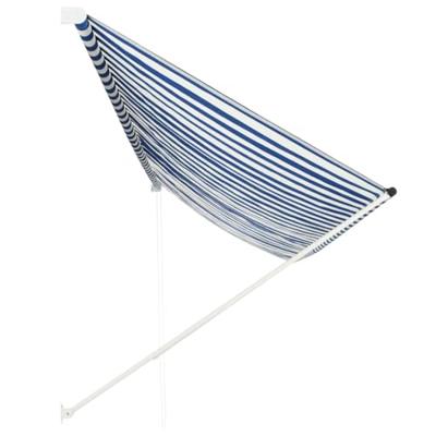 Luifel uittrekbaar 400x150 cm blauw en wit