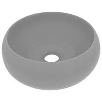 VidaXL Wastafel rond 40x15 cm keramiek mat lichtgrijs - thumbnail