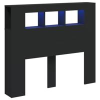 Hoofdeinde met LED 120x18,5x103,5 cm bewerkt hout zwart - thumbnail