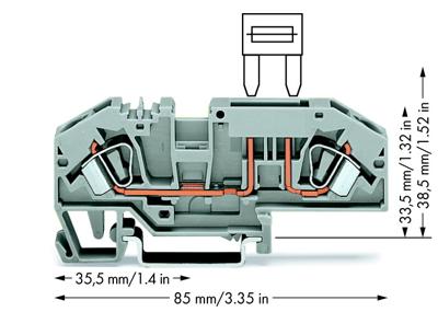 WAGO 282-696 Zekeringklem Grijs 1 stuk(s)