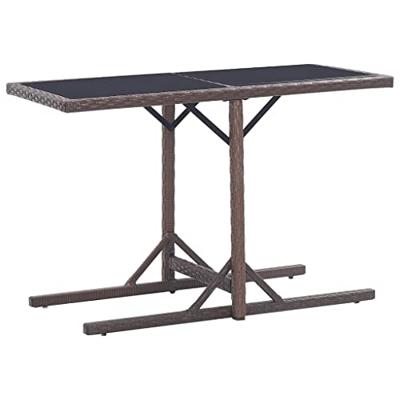 Tuintafel 110x53x72 cm glas en poly rattan bruin Tuintafel 110x53x72 cm glas en poly rattan bruin