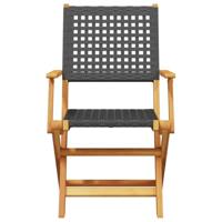 Tuinstoelen 2 st massief acaciahout en poly rattan zwart - thumbnail