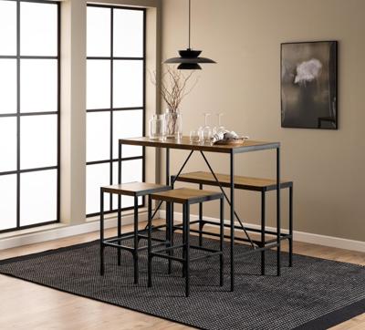 Bendt Bartafel set 'Deryk' Eikenlook, Met 2 barstoelen en bankje