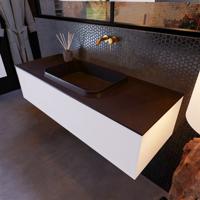 Badkamermeubelset Mondiaz Erin 120 cm met 1 Lade met RIDGE Wastafel Midden Urban Zonder Kraangaten Greeploos Mat Carrara - thumbnail