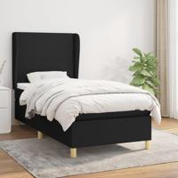 Boxspring met matras stof zwart 90x190 cm - thumbnail