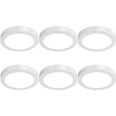 LED Downlight Opbouwspot 6 Stuks - Brinton Thin - 18W 1760lm 120° Bundelhoek - Helder/Koud Wit 6500K - IP40 - Rond - Wit - Ø231mm