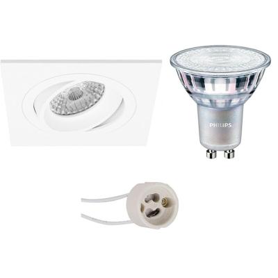Philips LED Spot Set GU10 Vierkant Kantelbaar Mat Wit 92mm DimTone 4.9W