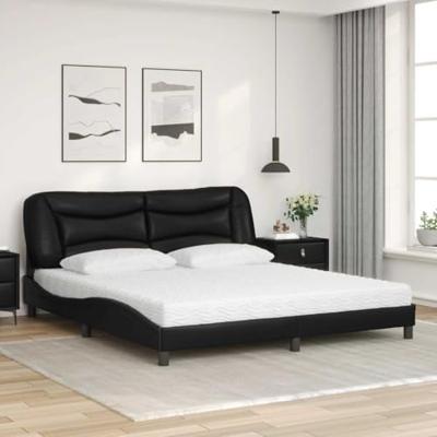 Bed met matras kunstleer zwart 180x200 cm