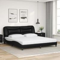 Bed met matras kunstleer zwart 180x200 cm - thumbnail