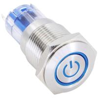 TRU COMPONENTS 1303022 LAS2GQF-11ET/B/12V/S/P Druktoets 48 V/DC 2 A 1x aan/(aan) Moment Blauw IP65 1 stuk(s) - thumbnail