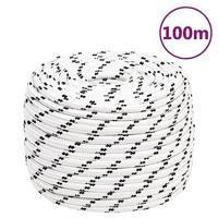 VidaXL Boottouw gevlochten 14 mmx100 m polyester wit - thumbnail