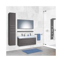 Differnz Force badkamermeubel 100cm 2 kraangaten antraciet met spiegel en planchet - thumbnail