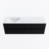 MONDIAZ VICA 150cm badmeubel onderkast Urban 4 lades. Wastafel CLOUD links zonder kraangat, kleur Talc. - thumbnail