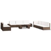 9-delige Loungeset poly rattan bruin - thumbnail