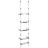 VidaXL Tuinrek met 3 schappen telescopisch aluminium zilverkleurig - thumbnail