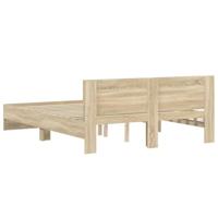 Bedframe met hoofdeinde sonoma eikenkleurig 150x200 cm - thumbnail