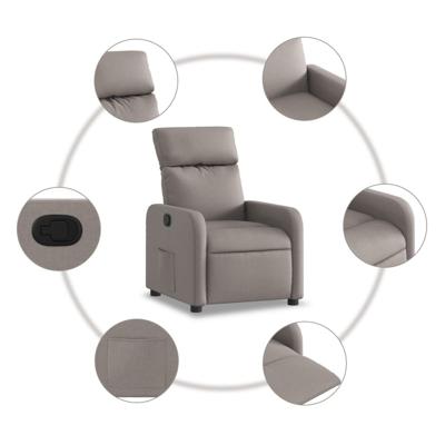 Fauteuil verstelbaar stof taupe - thumbnail